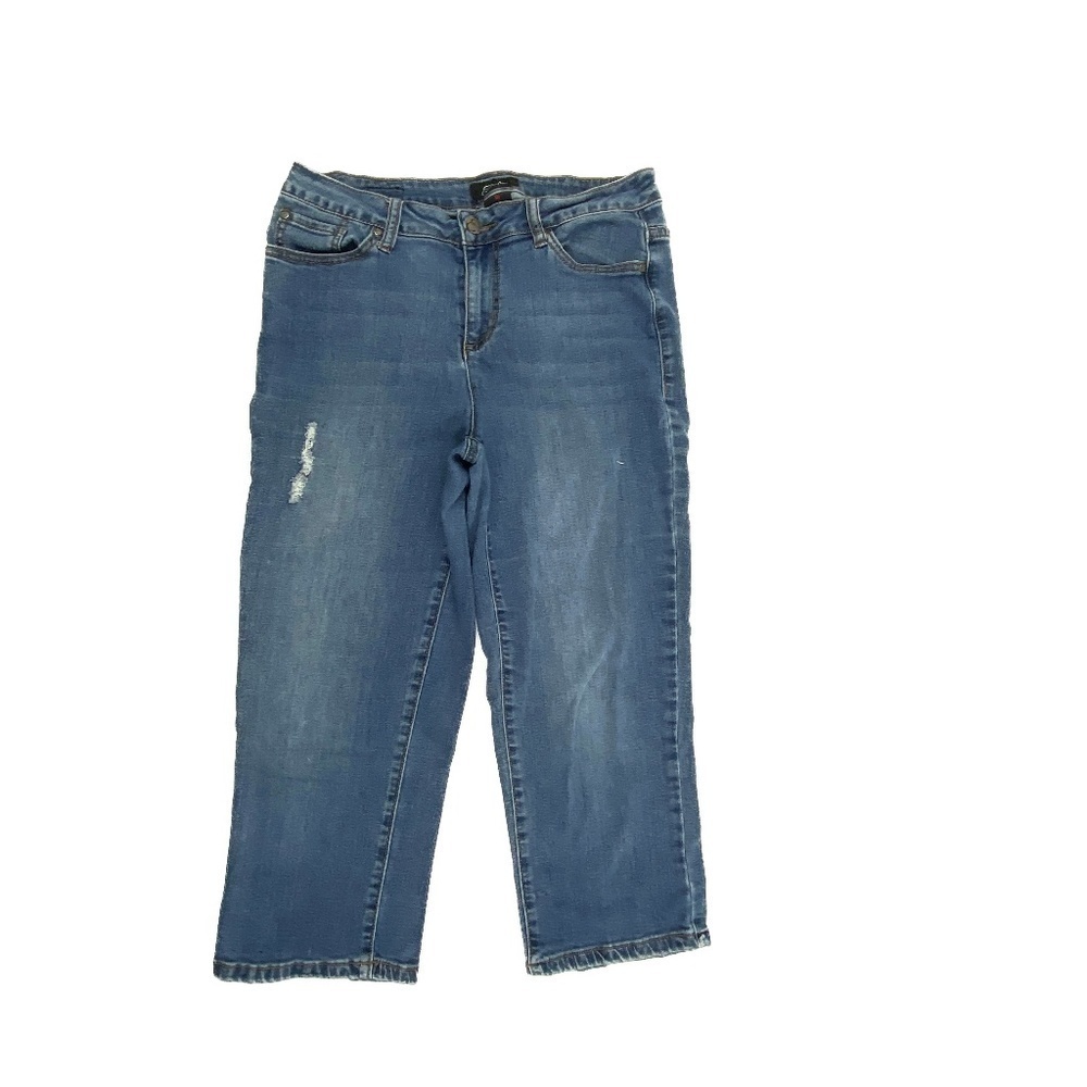 Earl Capri Distressed Women's size 10‎ Medium Wash Blue Denim jeans